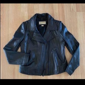MICHAEL KORS LEATHER JACKET ASYMMETRICAL COLLAR
